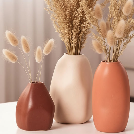 Artisan Ceramic Vase Trio with Dried Botanicals | THE HUBBELL COLLECTIVE