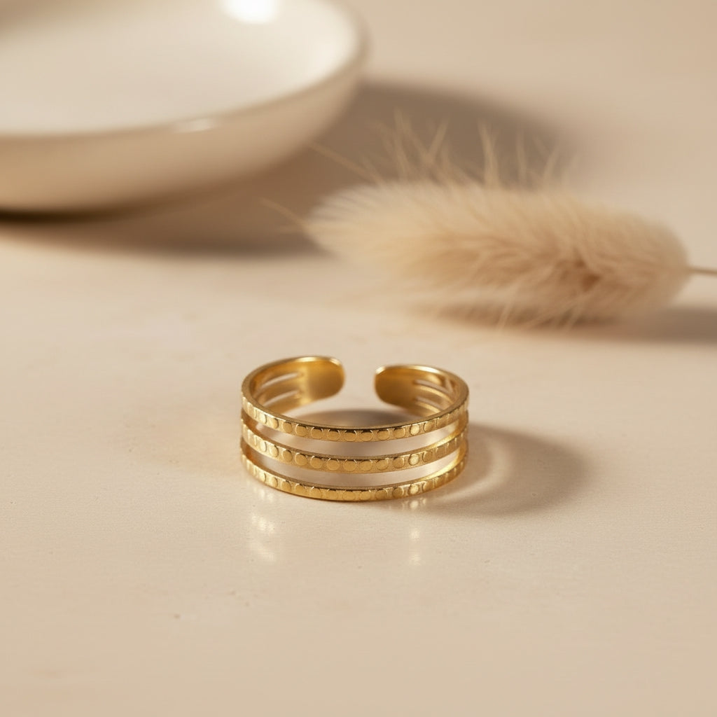 Embossed Circles Triple Stacked Ring | THE HUBBELL COLLECTIVE