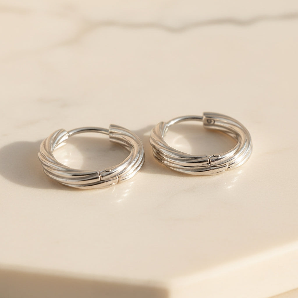 Richly Textured Modernist Mini Hoop Earrings | THE HUBBELL COLLECTIVE