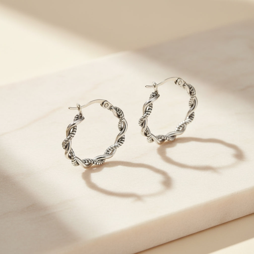 Contrast Textured Twisted Rope Hoop Earrings | THE HUBBELL COLLECTIVE
