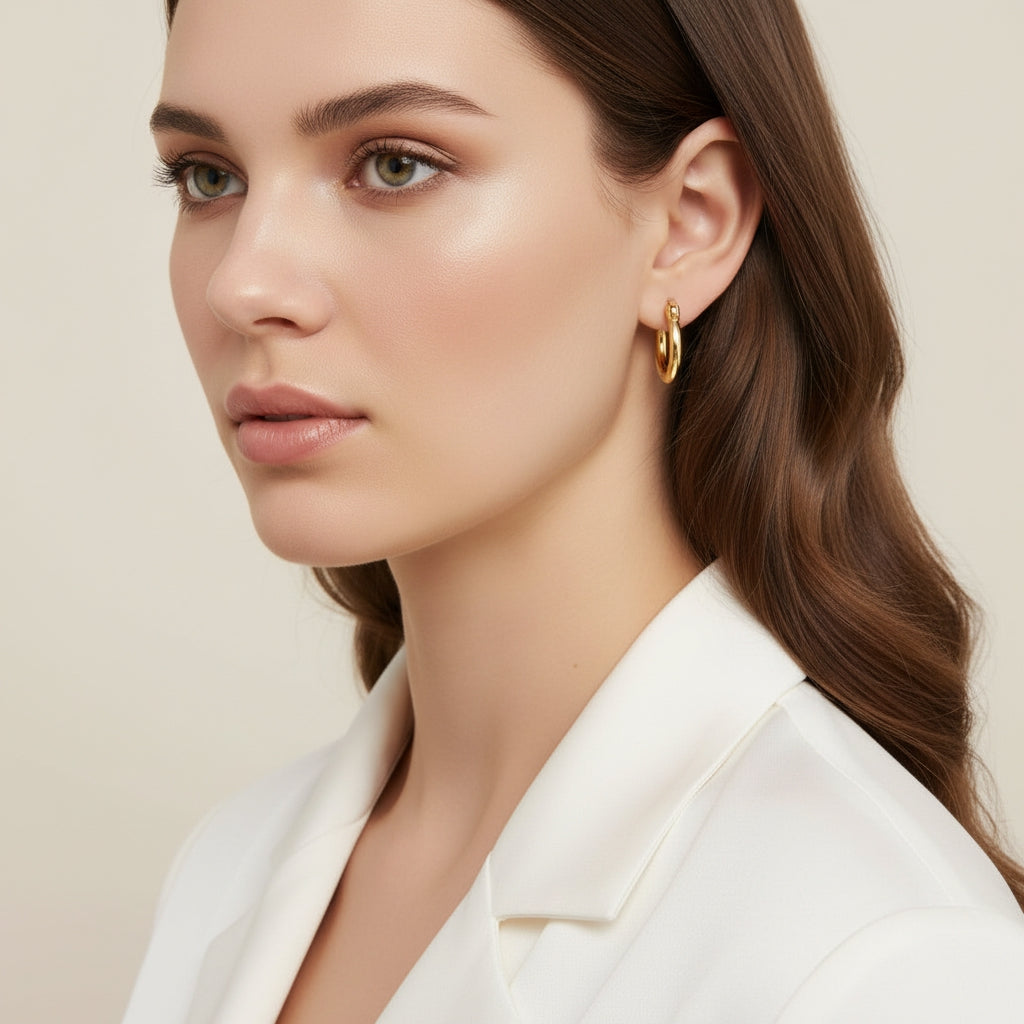 14K White Gold-Plated Sterling Silver Hoop Earrings | THE HUBBELL COLLECTIVE