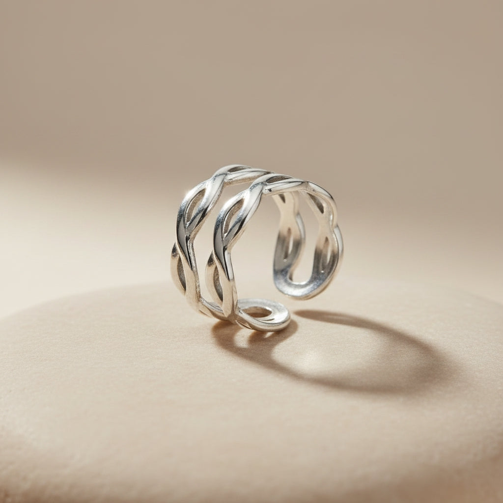 Intertwined Double Row Pattern Adjustable Ring | THE HUBBELL COLLECTIVE